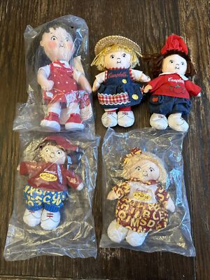Campbell Soup Kids Anniversary Dolls 2000, 2001, 2004 Lot Of 5 Plush Brand New