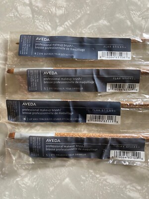 Aveda Flax Sticks Makeup Brushes - lot of 4! Eye And Lip - NEW IN PACKAGE!