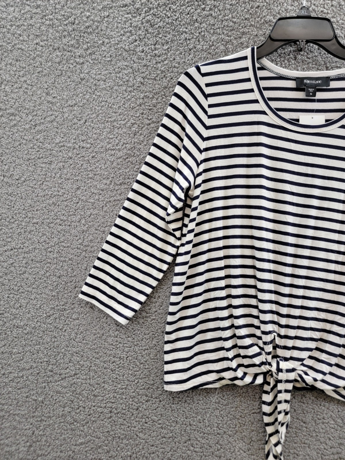 Karen Kane Stripe Tie Front Top Women's Small Navy/White Crewneck Pullover Style - Picture 5 of 17