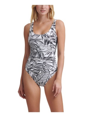 

Женский цельный купальник DKNY со съемными чашечками на белой подкладке и сетчатым вырезом, Белый