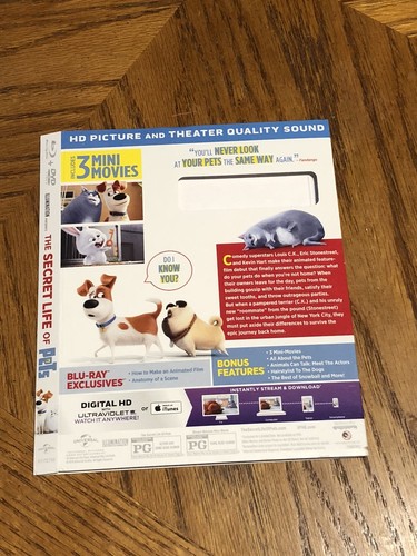 The Secret Life of Pets Blu-ray/Dvd Slipcover Only