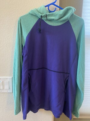Melanzana Micro Grid Hoodie V2 Womens Large, Lagoon/Grape NEW Never Worn