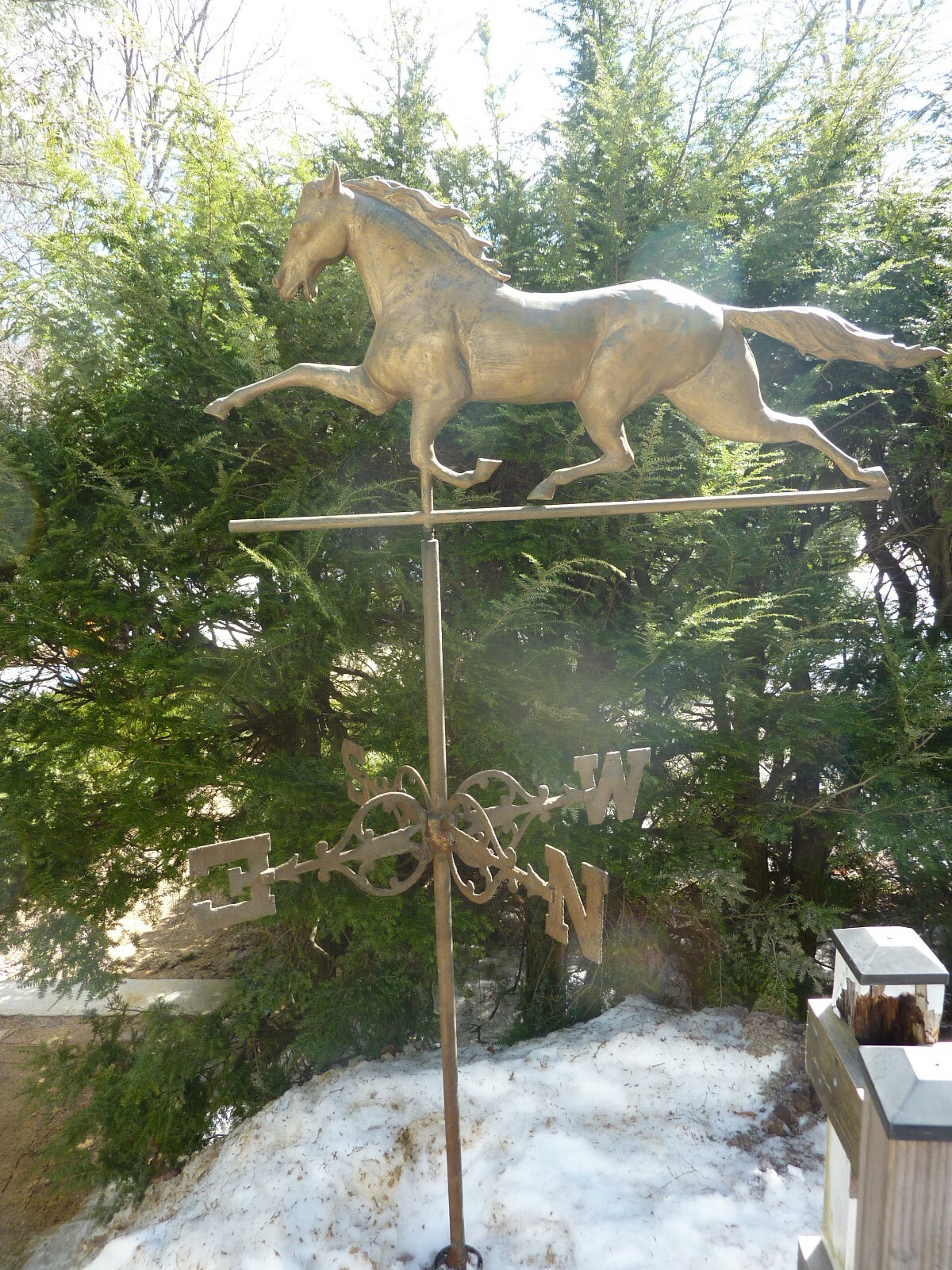 Antique Running Horse weathervane 44 inch estate find w directional copper zinc