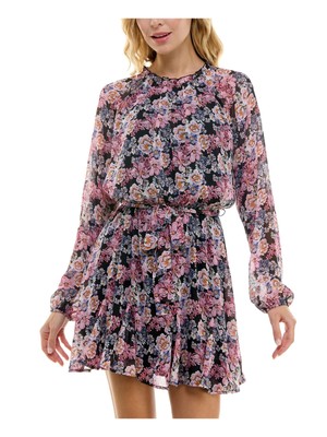 Женское черное короткое платье TRIXXI с завязками на спине и поясом на подкладке с длинным рукавом для юниорок XXL