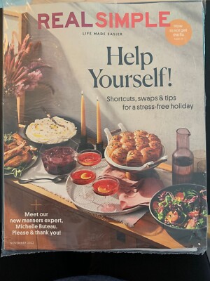 REAL SIMPLE MAGAZINE NOVEMBER 2022 THANKSGIVING MICHELLE BUTEAU RECIPES TIPS FLU