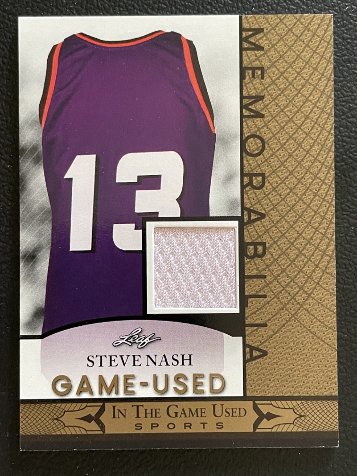 2024 Leaf In The Game Used Memorabilia Gold Steve Nash Jersey