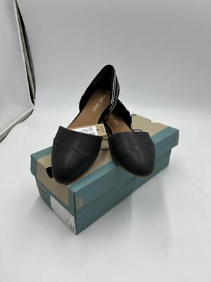 TOMS Women's Jutti D'Orsay Loafer Flat Shoes, Size 9 M, Black/Stripe