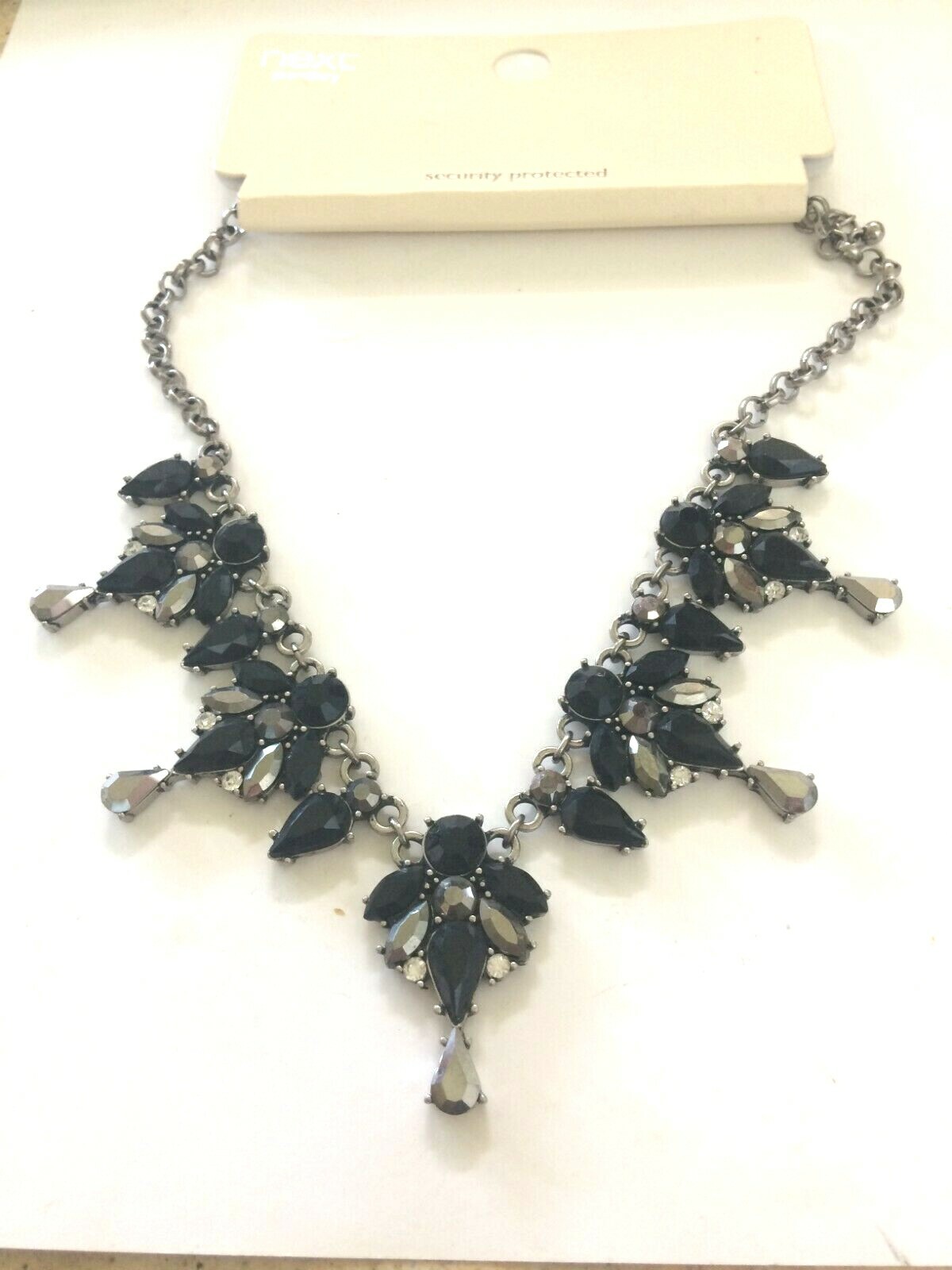 NW4919 DESIGNER INSPIRED BLACK TONE METAL GEMSTONE CHOKER