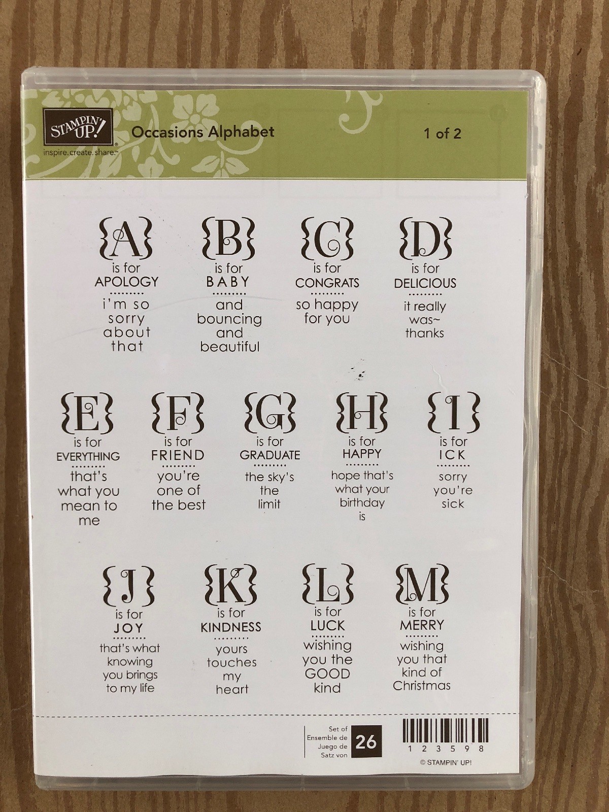 Stampin' Up! OCCASIONS ALPHABET Complete Stamp Set + FREE card