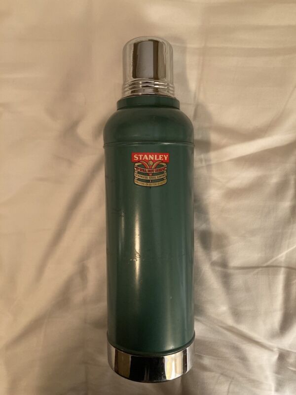 Vintage Stanley Super Vac Green Metal Thermos Original Cork Stopper A-945/7-60