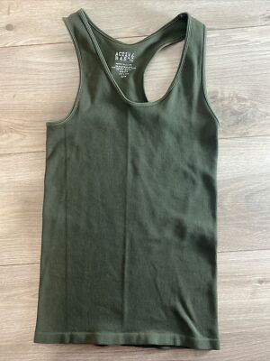 Active Basic Olive Green Ribbed Fitted Tank Top Size Small/Medium