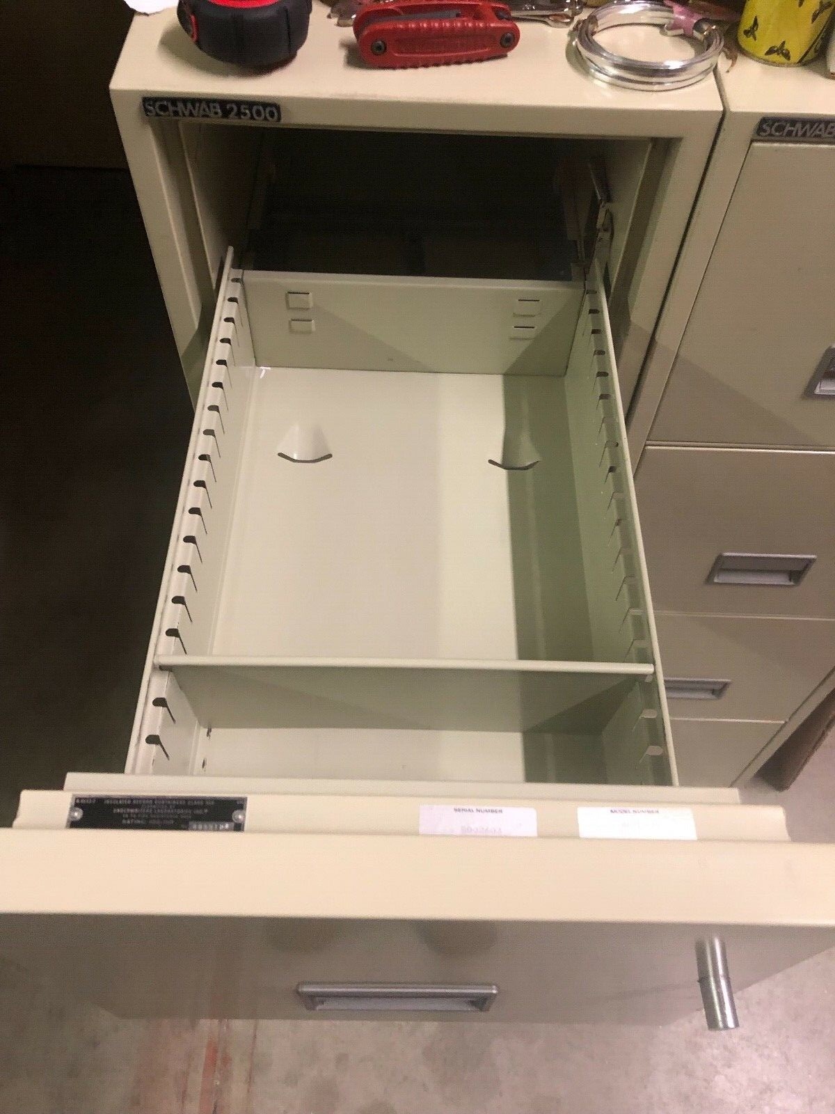 LOT OF (2) Schwab 2500 Vertical 4 Drawer Fireproof File Cabinet SafeS 1hr 350 dg