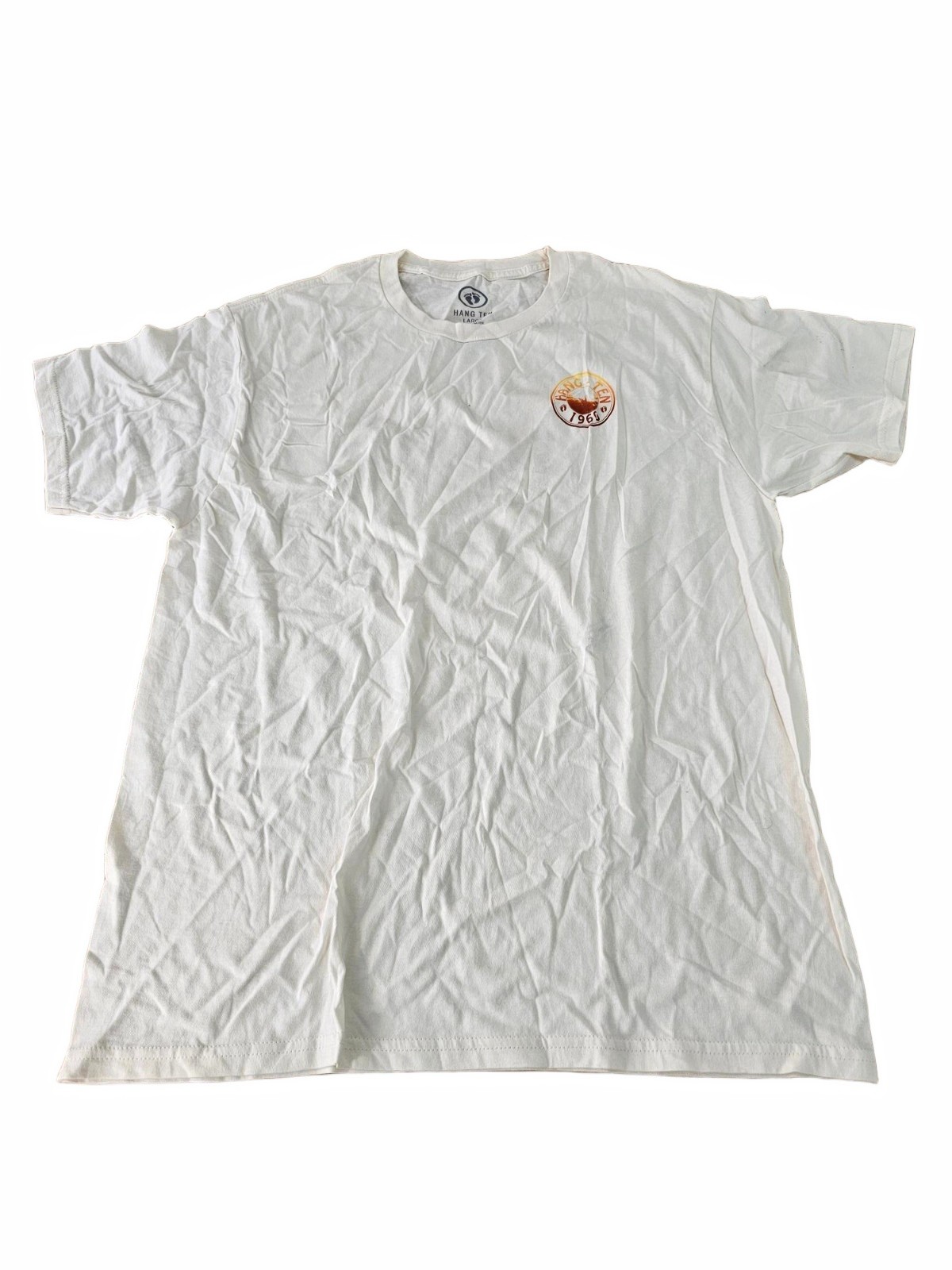 Mens Hang Ten Short Sleeve Lightweight Logo T-Shirt Tee - LARGE - BEIGE