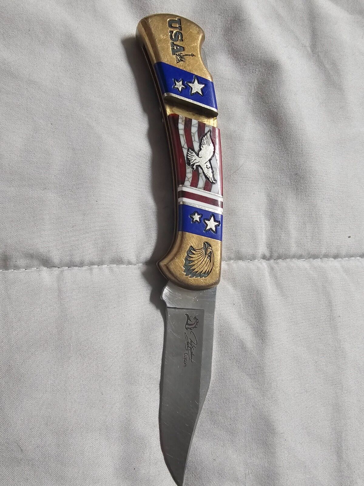 Buck Knife 112+ Custom David Yellowhorse USA Flag Eagle Buck Knife 112+ Custom David Yellowhorse USA Flag Eagle