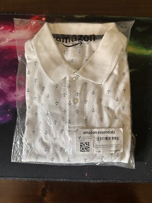 Amazon Essentials Men's Regular-Fit Cotton Pique Polo Shirt, White - XL - New