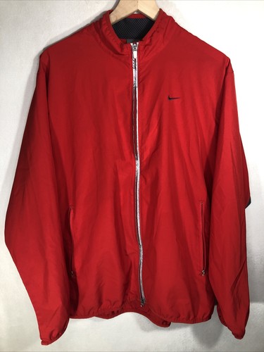 Nike Jacket Men's Large Red Windbreaker Track Full Zip Long