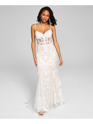 

BLONDIE NITES Женское платье цвета слоновой кости с корсетом и чашечками с подкладкой для подростков  лет, Цвет слоновой кости