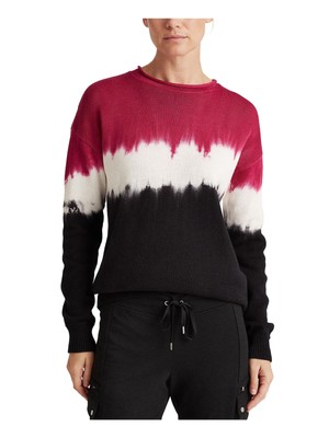 

RALPH LAUREN Женский розовый цветной блок с длинным рукавом и круглым вырезом Вечерний свитер