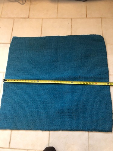 Hand Loom Hand Woven Wool Poly Teal Blue Western Saddle Blanket 34” X 36” Preow