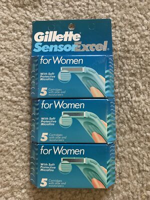 3 New Packs Gillette for Women Sensor Excel Razor Cartridges Vintage (15 Total )