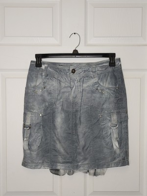 MurMur Cargo Skirt Size Medium Gray Ruffled Back Cotton