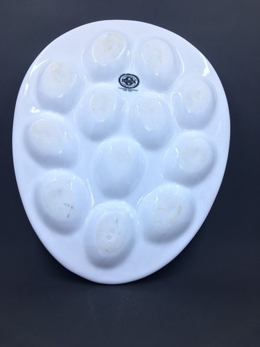 Cordon Blue Deviled Egg Plate 12 places White Porcelain Egg Party Serving Plate