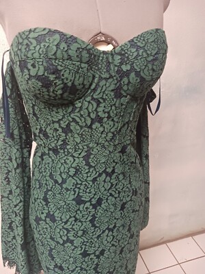 elle zeitoune green lace Off the Shoulder  prom Dress 4