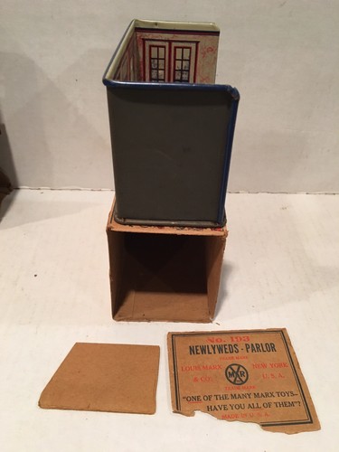 1920'S MARX NEWLYWED PARLOR COMPLETE TOY HOUSE/FURNITURE PLAY SET W/ORIGINAL BOX