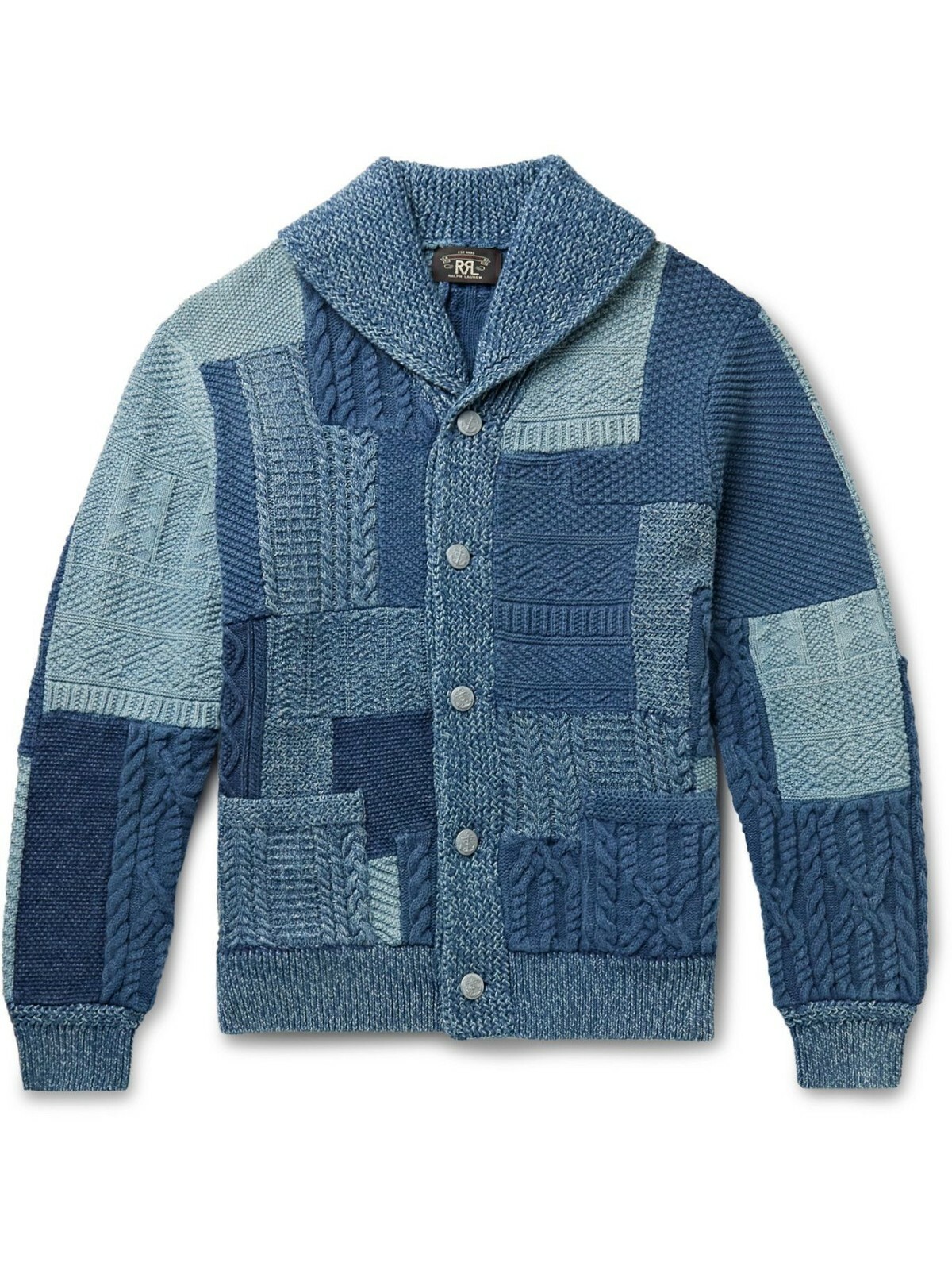 RRL Ralph Lauren Indigo Blue Shawl Patchwork Cashmere RRL Ralph Lauren Indigo Blue Shawl Patchwork Cashmere