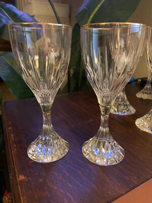 Christolfe Gold Trim Cathedrale Or (2) Red Wine Hocks  7.25''  MINT Cond. 4 Avail