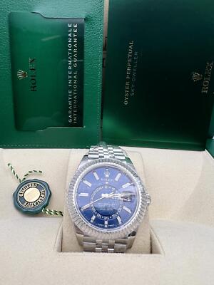 Pre-owned Rolex 2023  Sky-dweller 42mm 336934 Blue Dial Jubilee Steel Box Papers