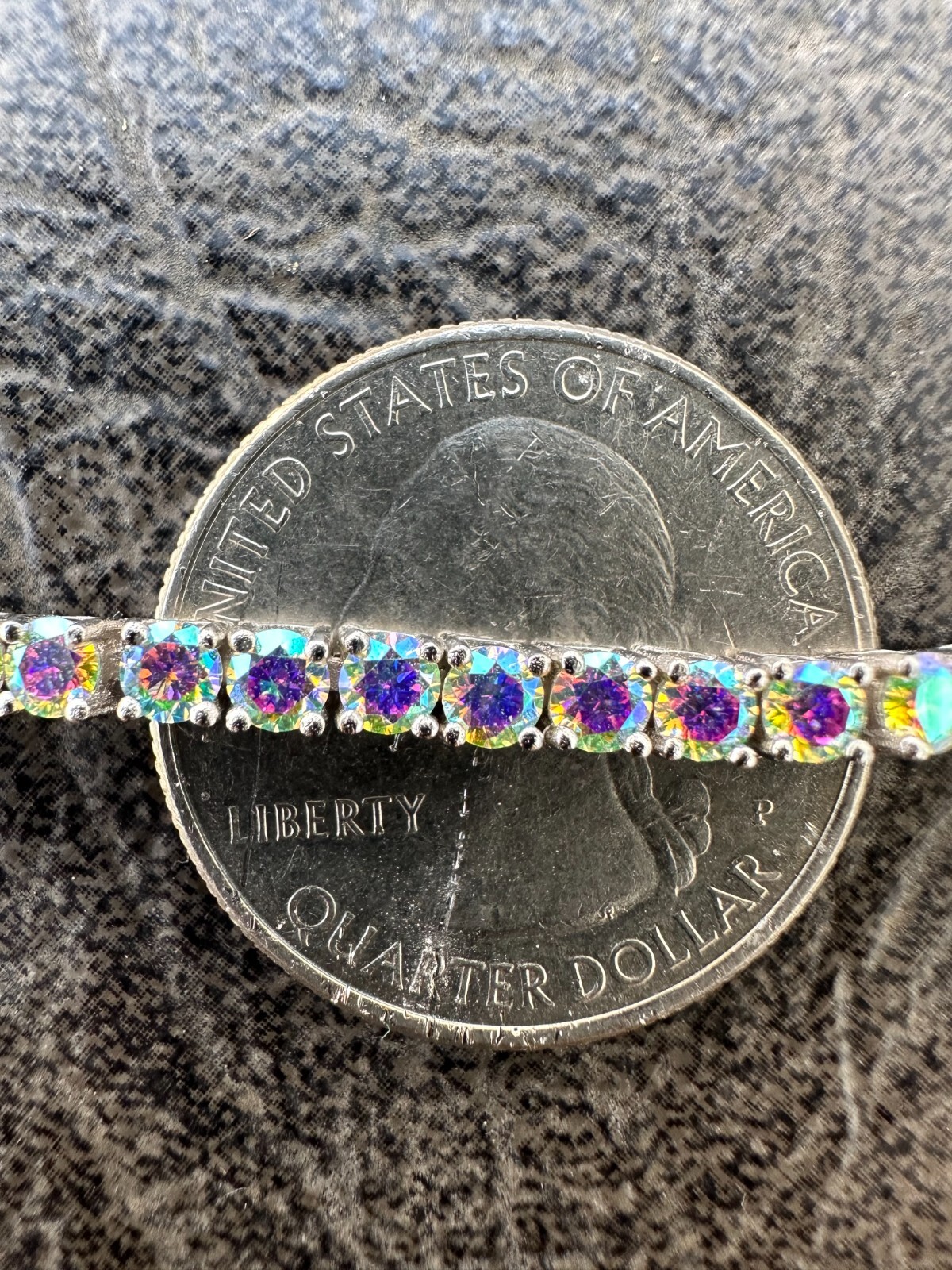 Pre-owned Silver Real Iced Opal Rainbow Moissanite 3mm Tennis Bracelet 925  Diamond Tester
