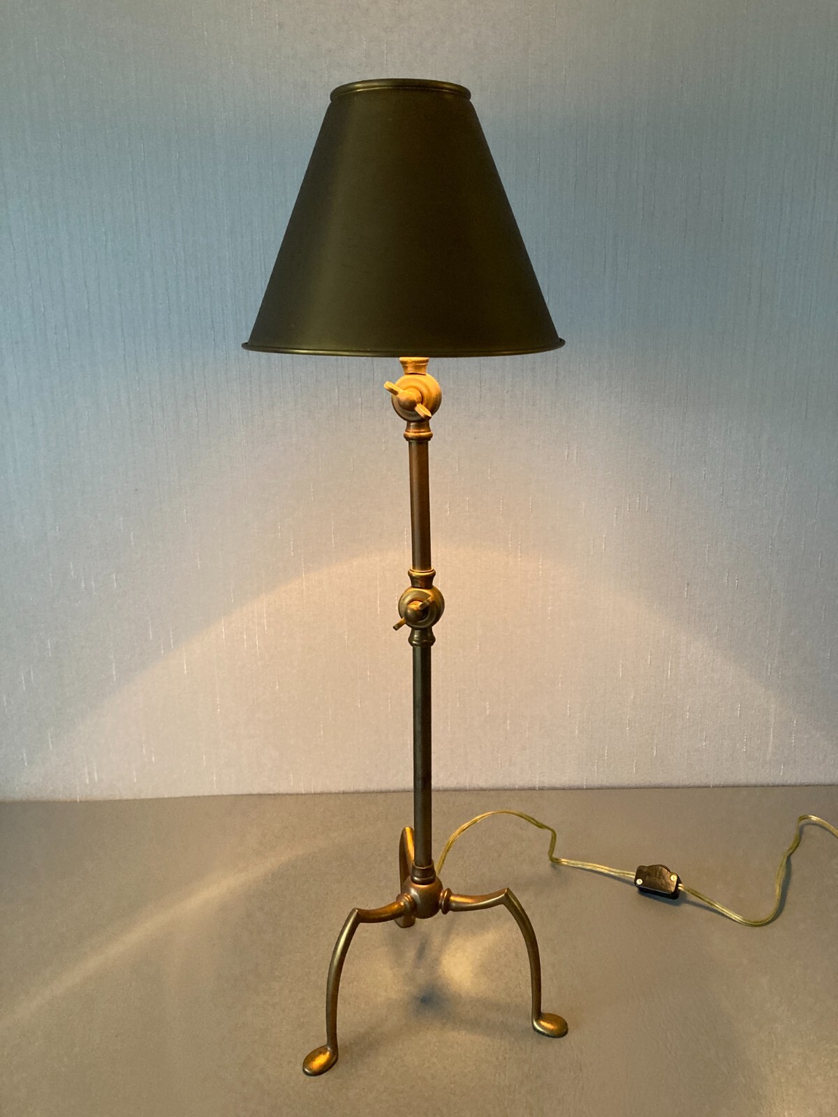 Vintage W.A.S Benson Table Lamp Brass Tripod Desk Light