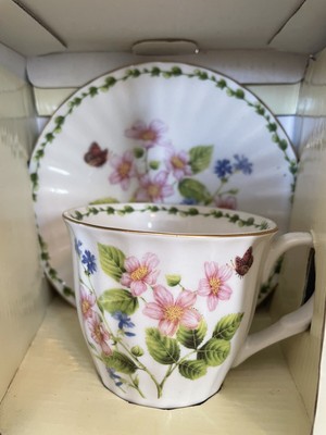 STECHCOL FLOWER MEADOW Gracie Bone China Teacup & Saucer Set Porcelain