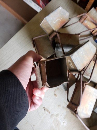 VINTAGE String Of 21  Metal Cistern Water Pump Cups Flower Pots FARMHOUSE DECOR