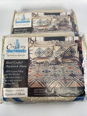 Vintage American Pacific Country Classics  Patchwork Quilted Shams Set of 2 NIP