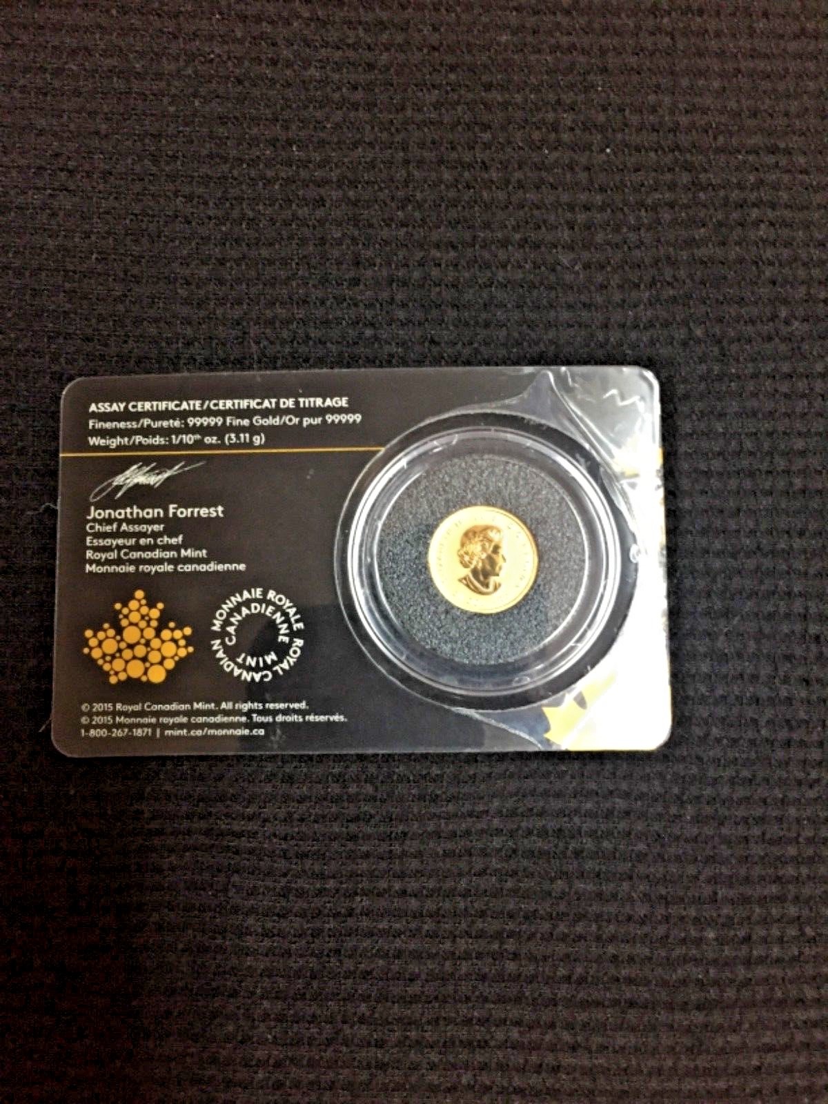 2015 Canadian 1/10oz gold howling wolf .99999 in assay