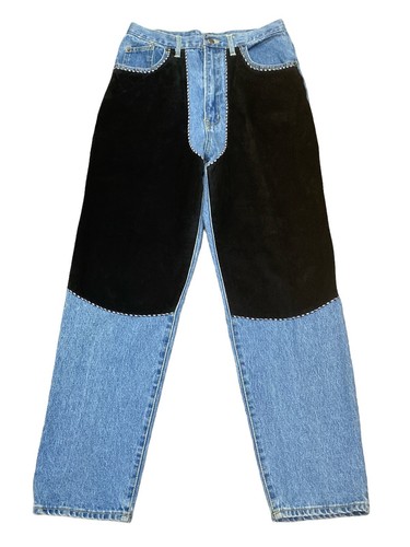 Vintage 90's Nuvo classix Black suede front denim Jeans Size