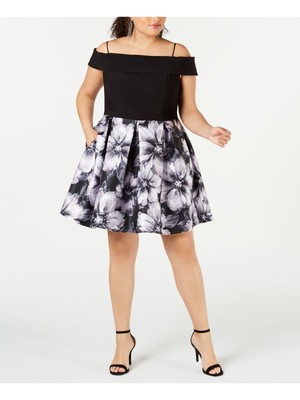 

R-M RICHARDS Женское черное торжественное платье длиной до колена с открытыми плечами, плюс 20 Вт, Черный