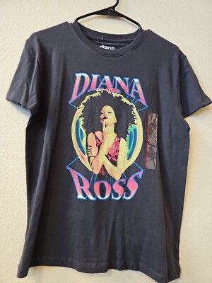 Diana Ross R&B Singer Graphic T Shirt NWT Dark Gray Color XS womens size