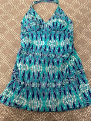 L.L. Bean Women's One Piece Swimsuit with Skirt Size 8 Multi Color Good