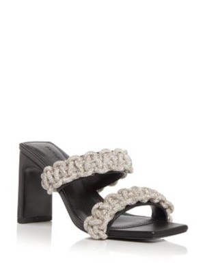 Женские сандалии на каблуке Walker от JOHNATHAN SIMKHAI с ремешками из черного хрусталя на ремешках-веревочках 39