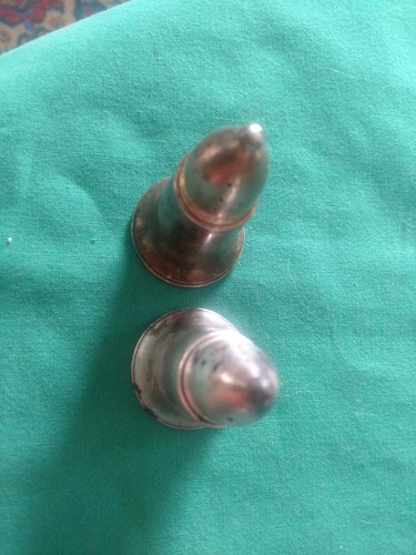 STERLING SILVER Weighted Antique Crown Salt & Pepper Shakers