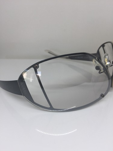 Pre-owned Gucci Authentic  1652 Sunglasses Gg 1652/s C. Tw3 Shiny Gunmetal Made Italy In Silver Flash Mirror Shield With Grey Gradient Lens
