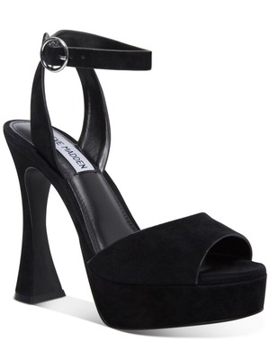 

STEVE MADDEN Женские черные кожаные сандалии Goring Chaka на платформе 1 дюйм, 6 м, Черный, CHAK01S1