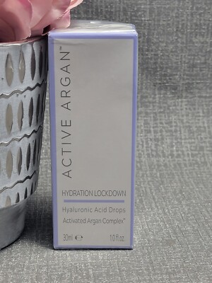 Active Argan Hydration Lockdown Hyaluronic Acid Drops 1 Oz-NEW IN BOX