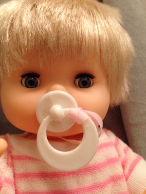 BabyDoll Blonde RootedHair Pacifer Poseable Sleeping Eyes Childrens Hard Plastic