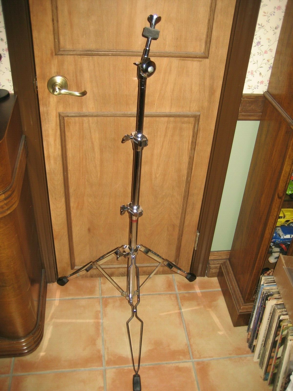 Ludwig Straight Cymbal Stand ! RED LABLE ! MINT CON. !!! PERFECT CHROME !!!
