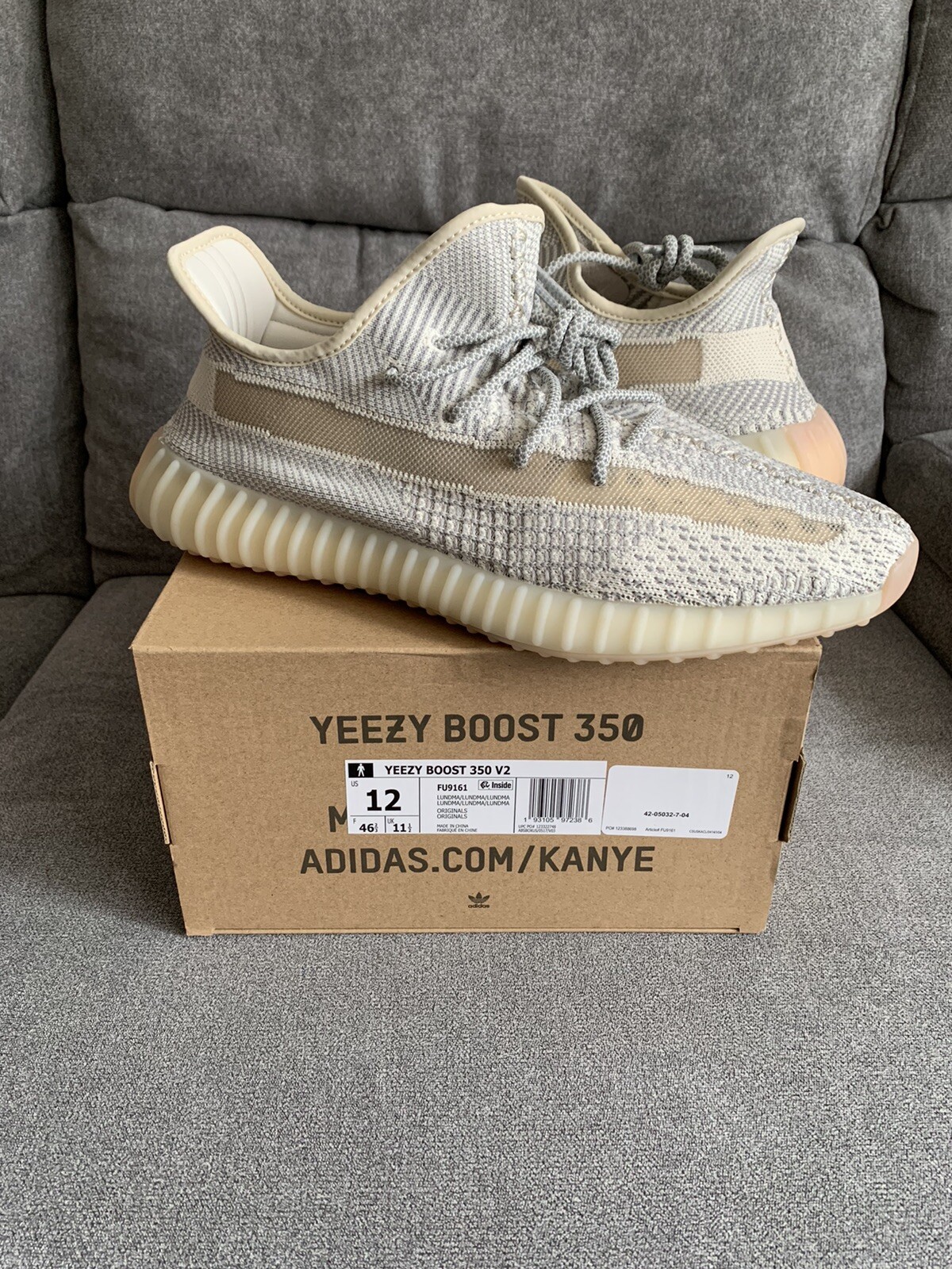 Brand New Adidas Yeezy 350 Boost V2 Lundmark Size 12 with Receipt FU9161:  купить с доставкой из США, цена 37 439 руб - (124545090890)