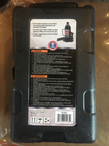 Torin 12-Ton Hydraulic Bottle Jack with Case, Black, 24000 lb Lift Capacity